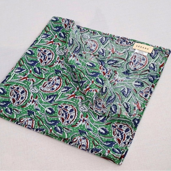 Sezane Accessories - Sezane Green and Blue Patterned Scarf